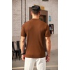 image:imageCOOFANDY Mens Quarter Zip Polo Shirt Short Sleeve Ribbed Knit Golf TeeBrown