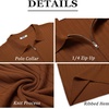 image:imageCOOFANDY Mens Quarter Zip Polo Shirt Short Sleeve Ribbed Knit Golf TeeBrown