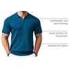 image:imageCOOFANDY Mens Quarter Zip Polo Shirt Short Sleeve Ribbed Knit Golf TeeDenim Blue