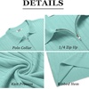image:imageCOOFANDY Mens Quarter Zip Polo Shirt Short Sleeve Ribbed Knit Golf TeeGreen