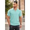 image:imageCOOFANDY Mens Quarter Zip Polo Shirt Short Sleeve Ribbed Knit Golf TeeGreen