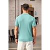 image:imageCOOFANDY Mens Quarter Zip Polo Shirt Short Sleeve Ribbed Knit Golf TeeGreen