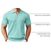 image:imageCOOFANDY Mens Quarter Zip Polo Shirt Short Sleeve Ribbed Knit Golf TeeGreen