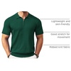 image:imageCOOFANDY Mens Quarter Zip Polo Shirt Short Sleeve Ribbed Knit Golf TeeHunter Green