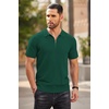 image:imageCOOFANDY Mens Quarter Zip Polo Shirt Short Sleeve Ribbed Knit Golf TeeHunter Green
