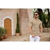 image:imageCOOFANDY Mens Quarter Zip Polo Shirt Short Sleeve Ribbed Knit Golf TeeKhaki