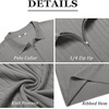 image:imageCOOFANDY Mens Quarter Zip Polo Shirt Short Sleeve Ribbed Knit Golf TeeLight Grey