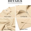 image:imageCOOFANDY Mens Quarter Zip Polo Shirt Short Sleeve Ribbed Knit Golf TeeLight Khaki