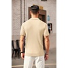 image:imageCOOFANDY Mens Quarter Zip Polo Shirt Short Sleeve Ribbed Knit Golf TeeLight Khaki