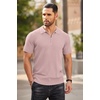 image:imageCOOFANDY Mens Quarter Zip Polo Shirt Short Sleeve Ribbed Knit Golf TeePink