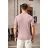 image:imageCOOFANDY Mens Quarter Zip Polo Shirt Short Sleeve Ribbed Knit Golf TeePink