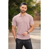 image:imageCOOFANDY Mens Quarter Zip Polo Shirt Short Sleeve Ribbed Knit Golf TeePink
