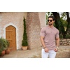 image:imageCOOFANDY Mens Quarter Zip Polo Shirt Short Sleeve Ribbed Knit Golf TeePink