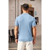 image:imageCOOFANDY Mens Quarter Zip Polo Shirt Short Sleeve Ribbed Knit Golf TeeSky Blue