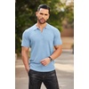 image:imageCOOFANDY Mens Quarter Zip Polo Shirt Short Sleeve Ribbed Knit Golf TeeSky Blue