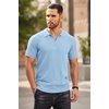 image:imageCOOFANDY Mens Quarter Zip Polo Shirt Short Sleeve Ribbed Knit Golf TeeSky Blue