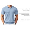 image:imageCOOFANDY Mens Quarter Zip Polo Shirt Short Sleeve Ribbed Knit Golf TeeSky Blue