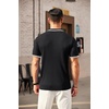 image:imageCOOFANDY Mens Quarter Zip Polo Shirt Short Sleeve Ribbed Knit Golf TeeStriped Black Striped