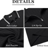image:imageCOOFANDY Mens Quarter Zip Polo Shirt Short Sleeve Ribbed Knit Golf TeeStriped Black Striped