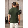 image:imageCOOFANDY Mens Quarter Zip Polo Shirt Short Sleeve Ribbed Knit Golf TeeStripes Army Green Stripes
