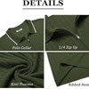 image:imageCOOFANDY Mens Quarter Zip Polo Shirt Short Sleeve Ribbed Knit Golf TeeStripes Army Green Stripes