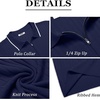image:imageCOOFANDY Mens Quarter Zip Polo Shirt Short Sleeve Ribbed Knit Golf TeeStripes Navy Blue Stripes