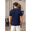 image:imageCOOFANDY Mens Quarter Zip Polo Shirt Short Sleeve Ribbed Knit Golf TeeStripes Navy Blue Stripes