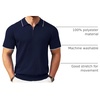 image:imageCOOFANDY Mens Quarter Zip Polo Shirt Short Sleeve Ribbed Knit Golf TeeStripes Navy Blue Stripes