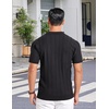 image:imageCOOFANDY Mens Quarter Zip Polo Shirt Short Sleeve Ribbed Knit Golf TeeVblack