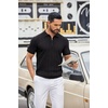 image:imageCOOFANDY Mens Quarter Zip Polo Shirt Short Sleeve Ribbed Knit Golf TeeVblack
