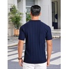 image:imageCOOFANDY Mens Quarter Zip Polo Shirt Short Sleeve Ribbed Knit Golf TeeVnavy Blue
