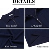 image:imageCOOFANDY Mens Quarter Zip Polo Shirt Short Sleeve Ribbed Knit Golf TeeVnavy Blue