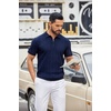 image:imageCOOFANDY Mens Quarter Zip Polo Shirt Short Sleeve Ribbed Knit Golf TeeVnavy Blue