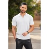 image:imageCOOFANDY Mens Quarter Zip Polo Shirt Short Sleeve Ribbed Knit Golf TeeWhite