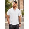 image:imageCOOFANDY Mens Quarter Zip Polo Shirt Short Sleeve Ribbed Knit Golf TeeWhite