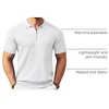 image:imageCOOFANDY Mens Quarter Zip Polo Shirt Short Sleeve Ribbed Knit Golf TeeWhite