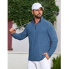 image:imageCOOFANDY Mens Quarter Zip Pullover Athletic Golf Mock Neck SweatshirtDeep Blue