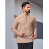image:imageCOOFANDY Mens Quarter Zip Pullover Athletic Golf Mock Neck SweatshirtKhaki