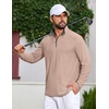 image:imageCOOFANDY Mens Quarter Zip Pullover Athletic Golf Mock Neck SweatshirtKhaki