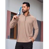 image:imageCOOFANDY Mens Quarter Zip Pullover Athletic Golf Mock Neck SweatshirtKhaki