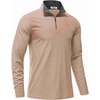 image:imageCOOFANDY Mens Quarter Zip Pullover Athletic Golf Mock Neck SweatshirtKhaki
