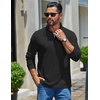 image:imageCOOFANDY Mens Quarter Zip Pullover Casual Long Sleeve Knit Mock Neck Sweatshirt Lightweight Polo SweaterBlack