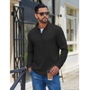 image:imageCOOFANDY Mens Quarter Zip Pullover Casual Long Sleeve Knit Mock Neck Sweatshirt Lightweight Polo SweaterBlack