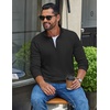image:imageCOOFANDY Mens Quarter Zip Pullover Casual Long Sleeve Knit Mock Neck Sweatshirt Lightweight Polo SweaterBlack