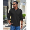 image:imageCOOFANDY Mens Quarter Zip Pullover Casual Long Sleeve Knit Mock Neck Sweatshirt Lightweight Polo SweaterBlack