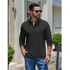 image:imageCOOFANDY Mens Quarter Zip Pullover Casual Long Sleeve Knit Mock Neck Sweatshirt Lightweight Polo SweaterBlack