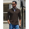 image:imageCOOFANDY Mens Quarter Zip Pullover Casual Long Sleeve Knit Mock Neck Sweatshirt Lightweight Polo SweaterChestnut Brown