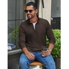 image:imageCOOFANDY Mens Quarter Zip Pullover Casual Long Sleeve Knit Mock Neck Sweatshirt Lightweight Polo SweaterChestnut Brown