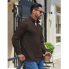 image:imageCOOFANDY Mens Quarter Zip Pullover Casual Long Sleeve Knit Mock Neck Sweatshirt Lightweight Polo SweaterChestnut Brown