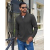 image:imageCOOFANDY Mens Quarter Zip Pullover Casual Long Sleeve Knit Mock Neck Sweatshirt Lightweight Polo SweaterDark Gray